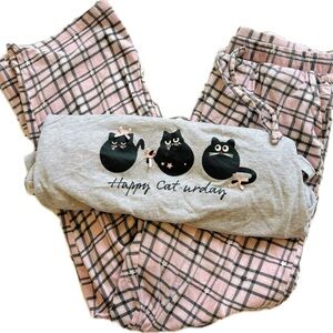 Small Pink Happy Caturday PJ set